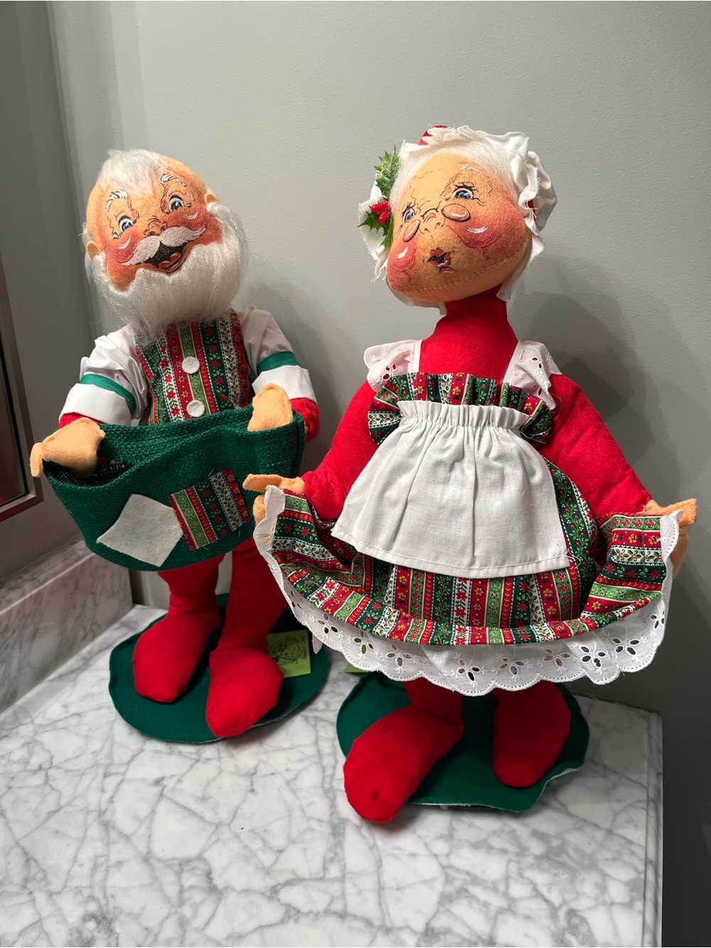 Annalee vintage circa 1967-68.  Mr &  Mrs Claus. Good condition. Each 17.5” tall